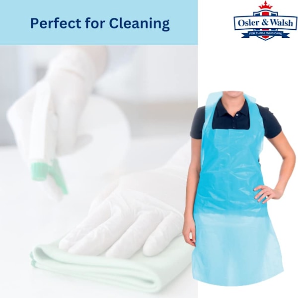 Osler & Walsh Premium engangsforklæder til kvinder og mænd (blå, 5x200 pakke), 700mm x 1170mm polyethylenforklæder til voksne, 16 mikron fladt pakket Blue 1000 Aprons