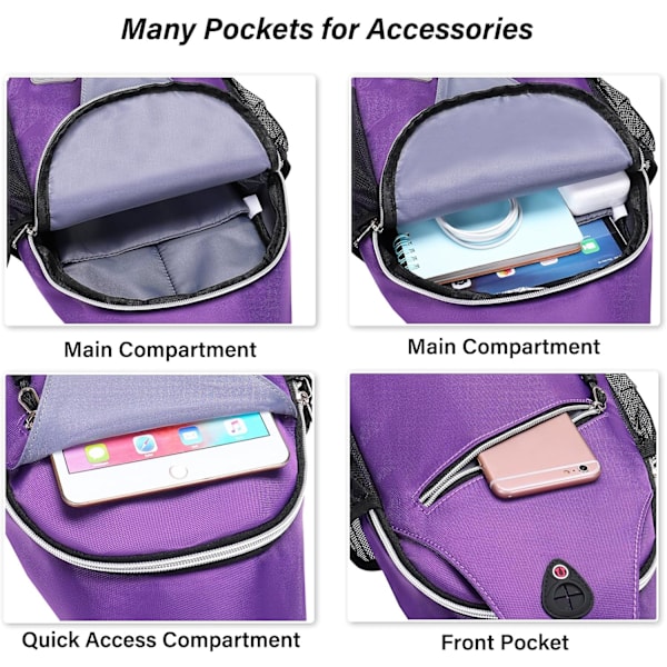Sling-reppu, monikäyttöinen crossbody-olkalaukku, matkustus- ja vaelluspäiväreppu Ultra Violet