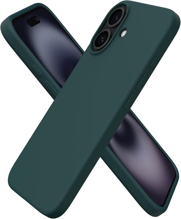 iPhone 16 Case 6.1\", Thin Liquid Silicone 3 Layers Full Coverage Soft Gel Rubber 16 Mobile Phone Case Cover 6.1 inch Olive Green