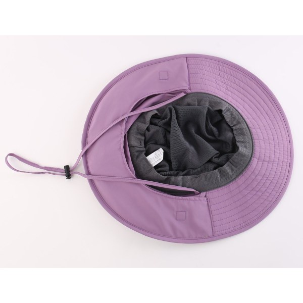 Utomhus UPF50+ Mesh Solhatt Bred Brätte Fiskehatt med Nackskydd Purple L