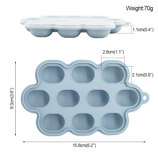 Set med 2 isbitsformar, frysförvaring med lock, isbitsform i silikon, 18,5 x 9,3 cm