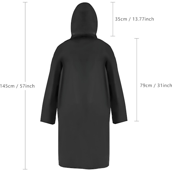 Regnfrakk Regnponcho med hette og ermer Gjenbrukbar Vanntett Regnklær for Voksne Unisex, en størrelse