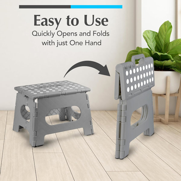 Sammenleggbar trinnkrakk - Den lette trinnkrakken er robust nok til å støtte voksne og trygg nok for barn. Åpnes enkelt med ett kast. Flott for Gray 9Inch  2PACK