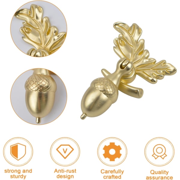 Acorn Drawer Knobs with Flower Base, 4 Pcs Antique Zinc Alloy Squirrel Knob, Hanging Pull Handle Drawer Single Hole Handle