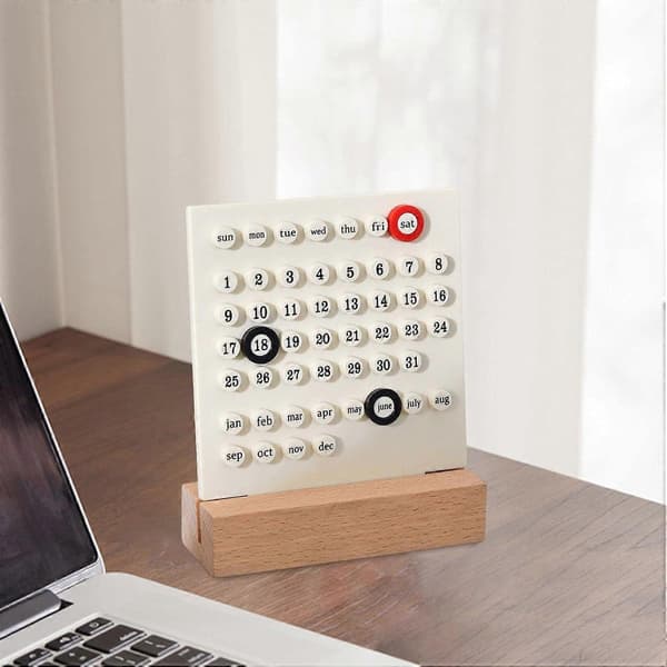 Evighetskalender Datum Handgjorda DIY Ornament Skrivbordskalender för Kontorsmaterial Hem Kök Dekor, Vit