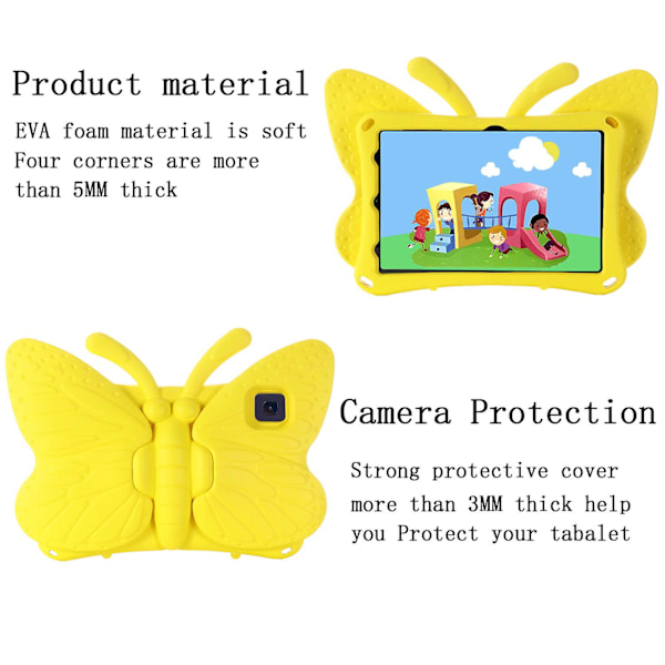 Butterfly Samsung Galaxy Tab A8 Fodral 10,5 Tum X200 X205 2021, Barnvänligt, Eva Mjukt Skummaterial, Tjocka Fyra Hörn, Kameraskydd, Stötsäkert