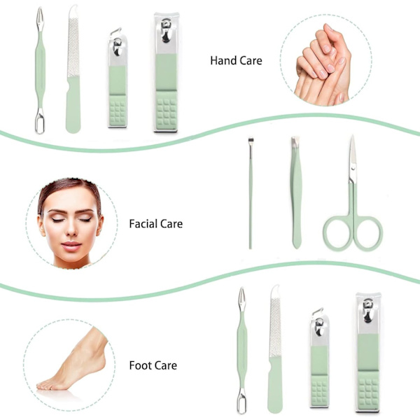 Manikyrset Nagelklippare Set Män Kvinnor Tå Finger Nagelklippare Personlig Vård Verktyg med Bärbar Resväska Manikyr Pedikyr Verktyg Grooming Kit