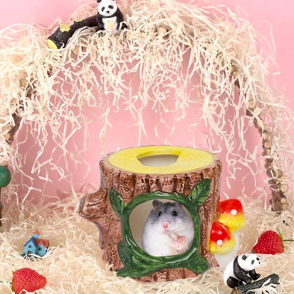 Keramisk hamstergjemmested hamsterrede smådyrrede tegneserie kjæledyrhus gjemmested kjøleseng hamstergjemmested rede hamster senger kjæledyrgjemmested hytte Ca Stump