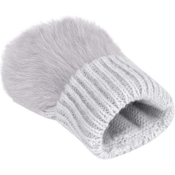 Vinterhandskar för flickor, söta tecknade djurklövar, halvfinger, tjocka & varma, mjuka plyschkorallfleece-snörehandskar Solid Light Grey