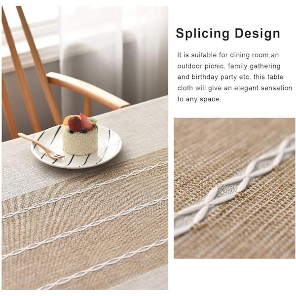 Rectangular Cotton Linen Tassel Tablecloth, Wrinkle-Free and Waterproof