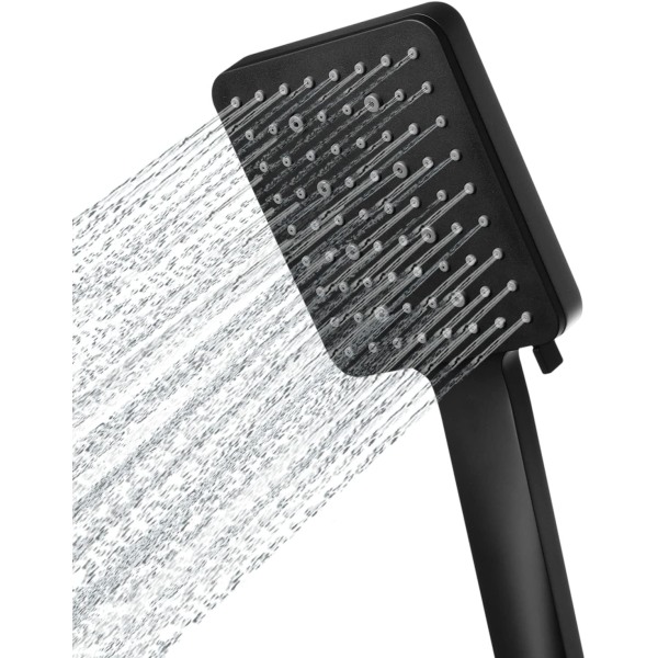 Brusehoved med højt tryk med 6 spraytilstande, Power Shower Head, Stor vandbesparende brusehoved sort Black Shower Head Silver Shower Head