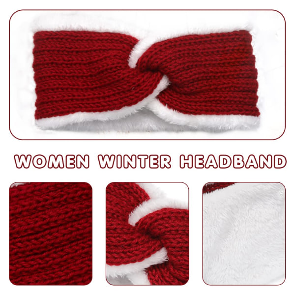 Talvineulottu pääpanta Twist paksut fleecevuoratut pääkääreet joustavat lämpövirkatut thermal naisille ja tytöille
