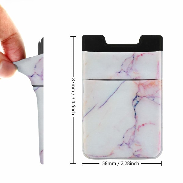 2-pack Mobiltelefonkort Plånbokssticka på plånbok Korthållare Ficktelefonficka Expanderande case för de flesta smartphones (blå och rosa marmor)