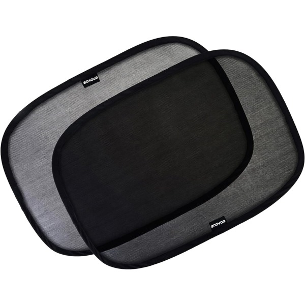 Bilfönsterskydd för baby - Paket med 2 solskydd för bil, 53x35 cm - Cover i mesh - Bländnings- och solskydd för sidofönster Black 2Pack