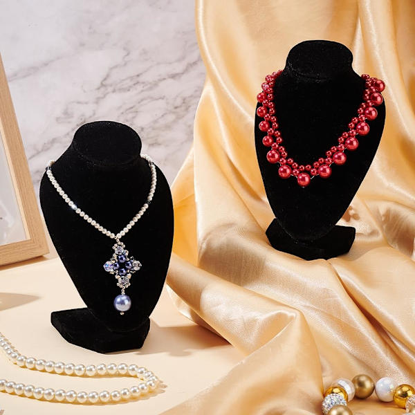 PH PandaHall 2 st 3D Sammets Halsband Display Hängande Kedja Byst Hållare Stativ Liten Smycken Modell Organiserare för Butiker Utställningslayout, 9.4x Black2pcs 9.4x6.2x14.5cm