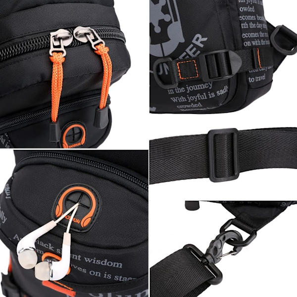 Nylon Taktisk Sling Bag Crossbody Rygsæk til Mænd Kvinder Udendørs Rejser Camping Skulder Bryst Tasker Dag Pakke Jagt Vandring Multi-Purpose Ca #30black(nylon)