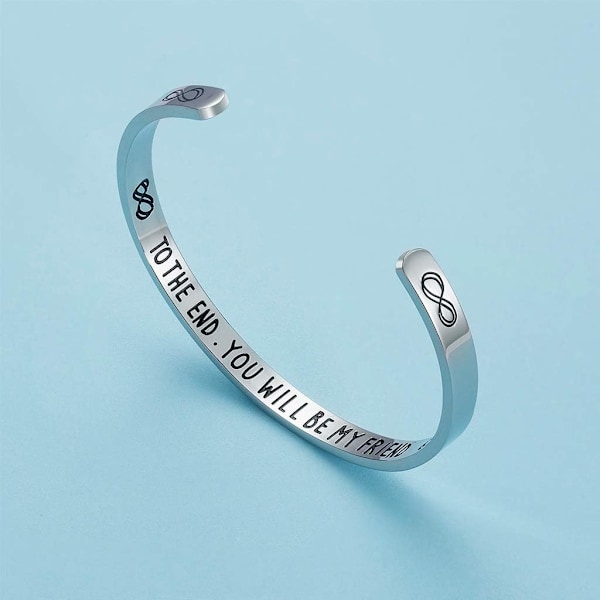 Vänskapsarmband för kvinnor - Inspirerande vänskapspresenter till bästa vän, motiverande manschettarmband för systrar, mamma, lärare, presenter 1To the end, you will be my friend