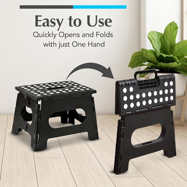 Fällbar trappsteg - Den lätta trappstegen är robust nog att stödja vuxna och säker nog för barn. Öppnas enkelt med ett enda flipp. Perfekt för Black 9Inch  2PACK
