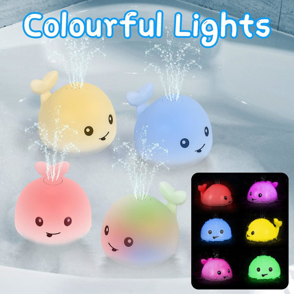 Baby Bath Toys, Baby Light Up Bath Tub Toys, Whale Water Spray Sprinkler Toy For Kids Toddler 0-6 Months, Bath Toys Gift For 1 2 3 Years Old Boys Girl