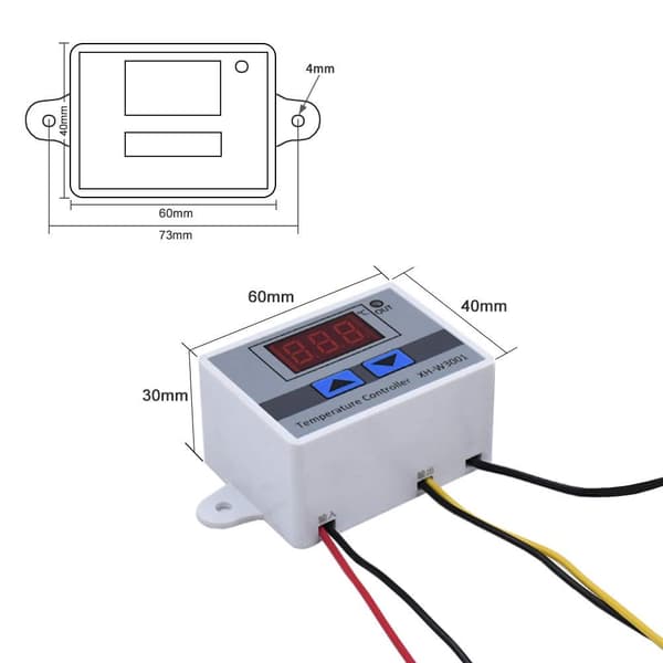 220V Digital LED Temperaturkontrollermodul, XH-W3001 Termostatbryter med Vanntett Probe, Programmerbar Varmetermostat
