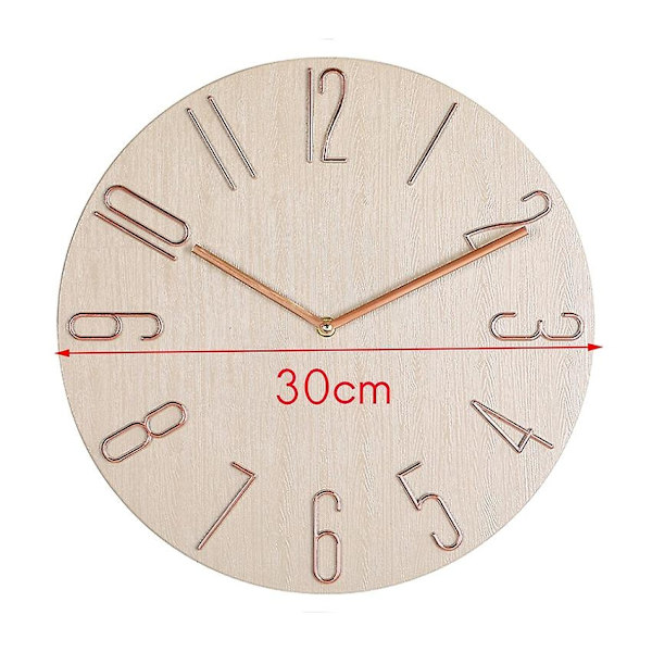 Enkel Väggklocka 30 cm Vardagsrum Hem Väggklocka Mode Sovrum Väggklocka - Beige