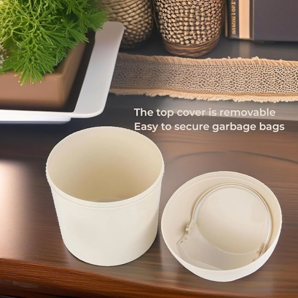 Svänglockshink, Mini-soptunna i plast med svänglock, Mini-papperskorg Badrumshinkar, Skrivbord Kompakt design Kosmetisk hink, Liten skrivbordsavfallssopkorg Cream