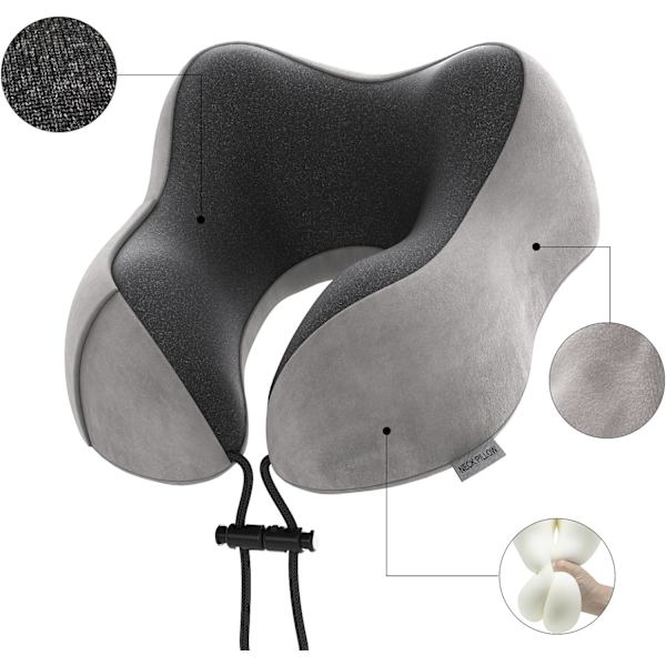 illow Memory Foam Nakkepute Lett Hurtig Pakke for Fly Tog Bil Nakkestøtte Pute for Reise Camping (Khaki) Khaki U Design Neck Pillow