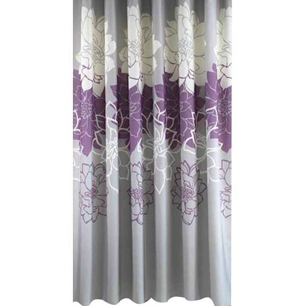 180cm Wide x 200cm Long Gray Purple Followers Printed Shower Curtain,Waterproof Shower Curtain Liner,Bath Curtain For Bathroom