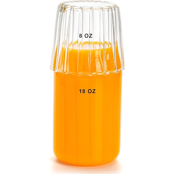 4 stk. Sengebord Vandkaraffel med Tumbler Glas, 18 Oz Natbord Vandkaraffel og Glassæt, Klar Vandkande og Kop Nattesæt til Skrivebord, Transparent S