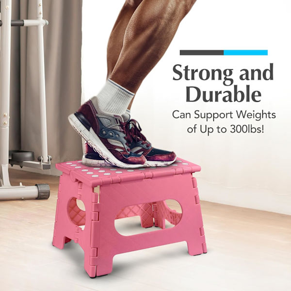 Sammenleggbar trinnkrakk - Den lette trinnkrakken er robust nok til å støtte voksne og trygg nok for barn. Åpnes enkelt med ett kast. Flott for Pink 9Inch  2PACK