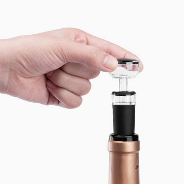 Vinstop til åbnede vinflasker, Mafiti vinstop til flasker med åben vin, vakuumpumpe til vinkonservering for at holde vinen frisk (4 pakker) Black