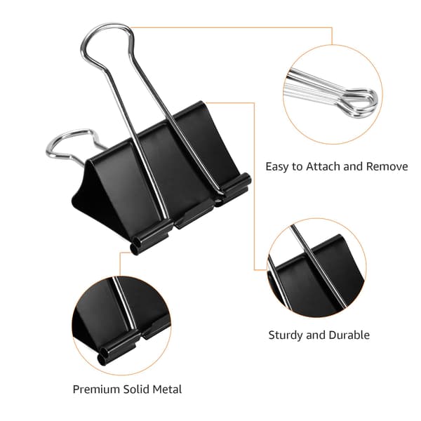 Amazon Basic Slitstarka pärmar, för kontorsbruk, 144 pärmar (12-pack med 12), Små, 1,9 cm, Svart