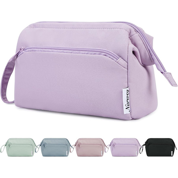Suuri meikkipussi, leveä vetoketjullinen pussi, matkakosmetiikkalaukku, kosmetiikan järjestäjä naisille (violetti) Purple