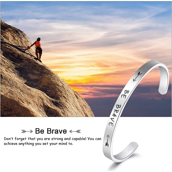 Vänskapsarmband för kvinnor - Inspirerande vänskapspresenter till bästa vän, motiverande manschettarmband för systrar, mamma, lärare, presenter 1Be brave