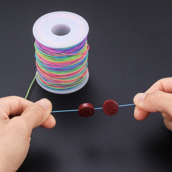 Snor, Perletråd, Regnbuefarvet Elastisk Snor, Stof Kunsthåndværkssnor til Armbånd, Smykker, Halskæde, Kunsthåndværk, Flettet Hår T Multicolor
