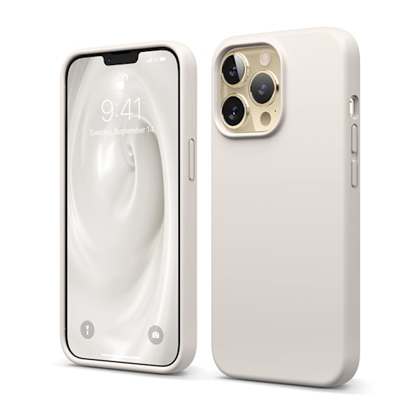 Nestemäinen silikonikuori yhteensopiva iPhone 13 Pro -puhelimen kanssa (6,1\"), suojaava - 3-kerroksinen iskunkestävä puhelinkuori, naarmuuntumista estävä pehmeä mikrokuituvuori (kivi)