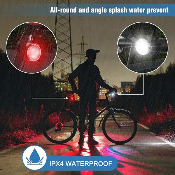 USB Rechargeable Bike Light Set, Super Bright Front Light and Rear LED Bicycle Light, 4 Light Modes