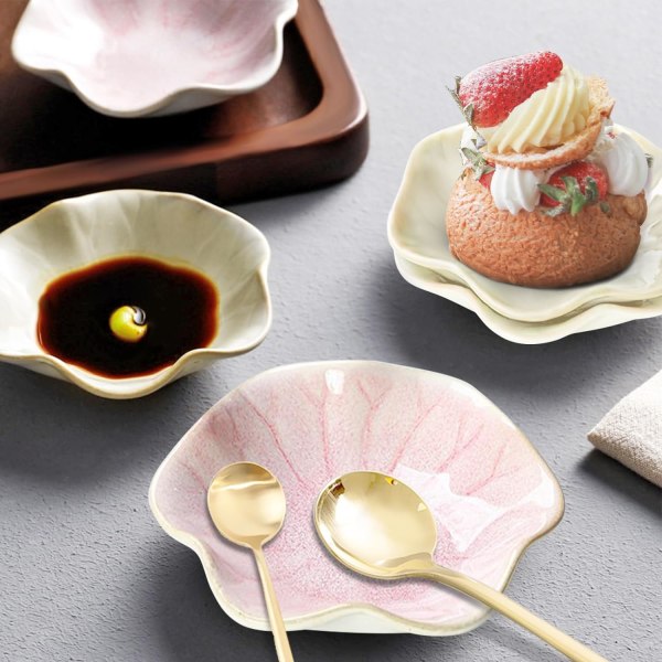 Keramisk skjeholder, teposeholder, blomsterformet skjeholder kjøkken, sausbøtter, sushi soy dipping bowl, kaffestasjonsdekor kaffeakk Pink