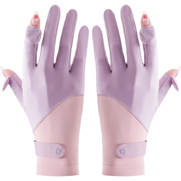 Silkkihanskat - Splicing Ice Silk Sun Protection Gloves, Purppura