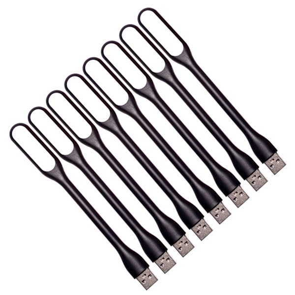 8 st Mini USB-lampa för tangentbord, flexibel justerbar USB-lampa för bärbar dator (Svanhalsstruktur, LED-ljuskälla) (Svart)