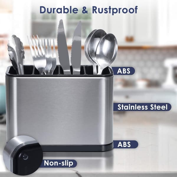Cutlery Rack Organizer 4 Compartments Cutlery Storage Multifunctional Organizer Drip Tray