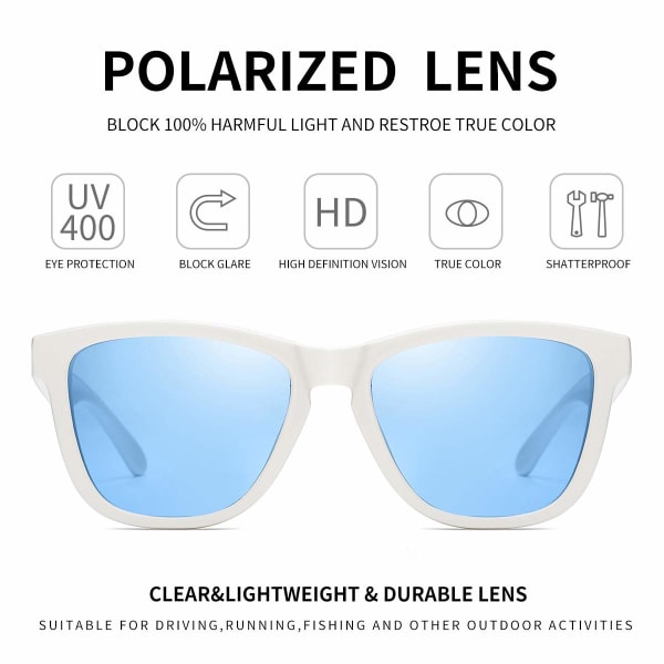 Polariserte solbriller UV400 beskyttelse Klar ramme/lilla linse