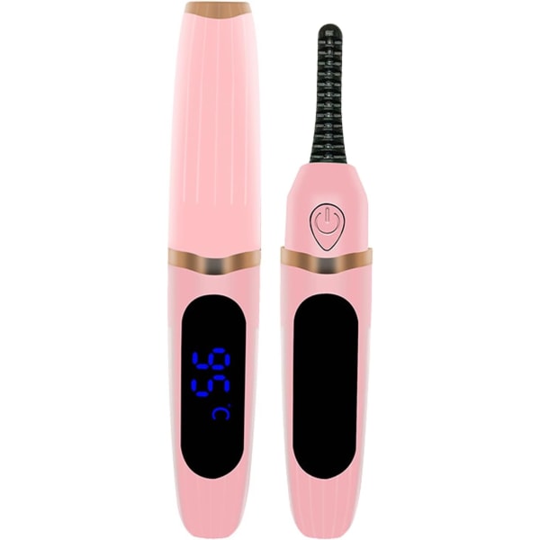 Opvarmet øjenvippebukker - Elektrisk øjenvippebukker - USB genopladelig øjenvippebukker, 3 gears temperaturkontrol med LED Display Mini vippebukker til Pink