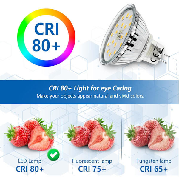 6X 5W MR16 LED-pærer, GU5.3 LED-lyspærer dagslys hvitt 4500K, 2-pin spotpærer 12V, energisparende lyspærer erstatter 45W halogen Neutral White 6 Count (Pack of 1)