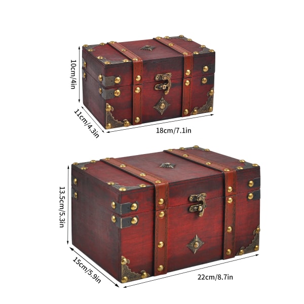 2 stk/sett Vintage håndlaget oppbevaringsboks - Vintage oppbevaringsboks i tre Antik stil smykkearrangør for smykkeskrin Dekorativ eske