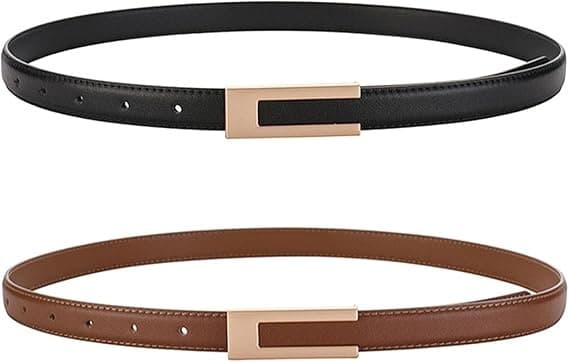Women's Belt Classic Leather Belt Elegant Thin Belt Simple Belt Adjustable Belt for Jeans Pants 105cm