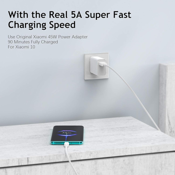USB-C-kaapeli 1m 6A XiaoMi USB Type C -superpikalatauskaapeli datakaapeli