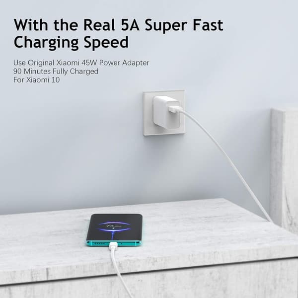USB-C-kabel 1m 6A til XiaoMi USB Type C Superhurtig Opladningskabel Datakabel