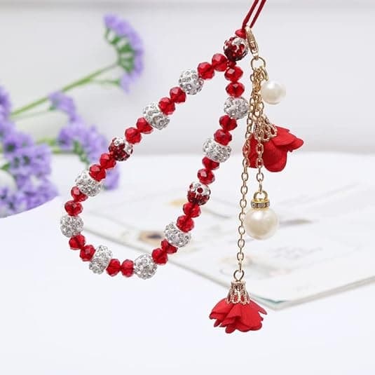 Mobile Phone Straps, Creative Crystal Flower Pendant Phone Charm, Non-Slip Phone Lanyard Wrist Strap for Decoration