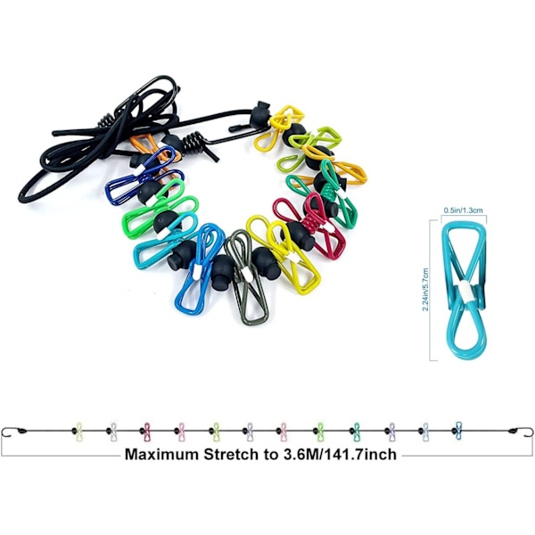 le Vaatteline, Retractible Vaatteline Matkustamiseen, Vaatteline 12 Vaatteidenpidikkeellä, Sisäpyykkinarulle, Ulkokäyttöön Leirintävarusteet (c Multicolor